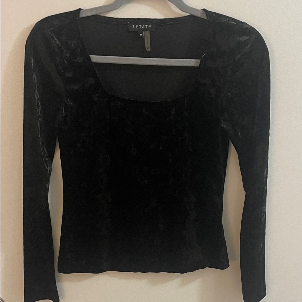1. State Women's Elegant Black Velvet Blouse